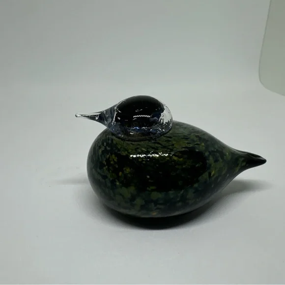 Very Rare Signed Oiva Toikka Nuutajarvi Finland small glass bird Goldcrest